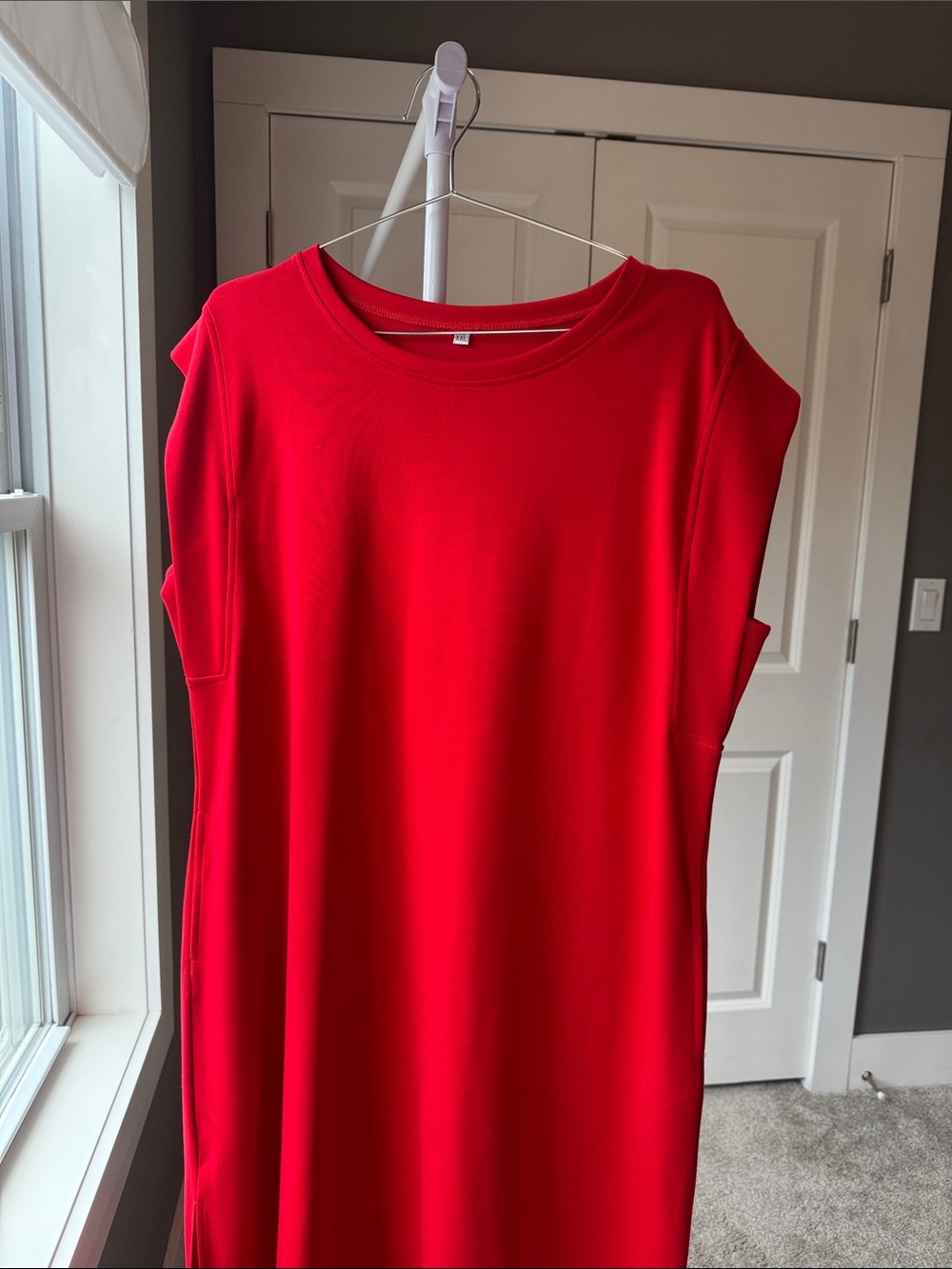 Women’s Red Sleeveless Maxi Dress - Classic Crew Neck